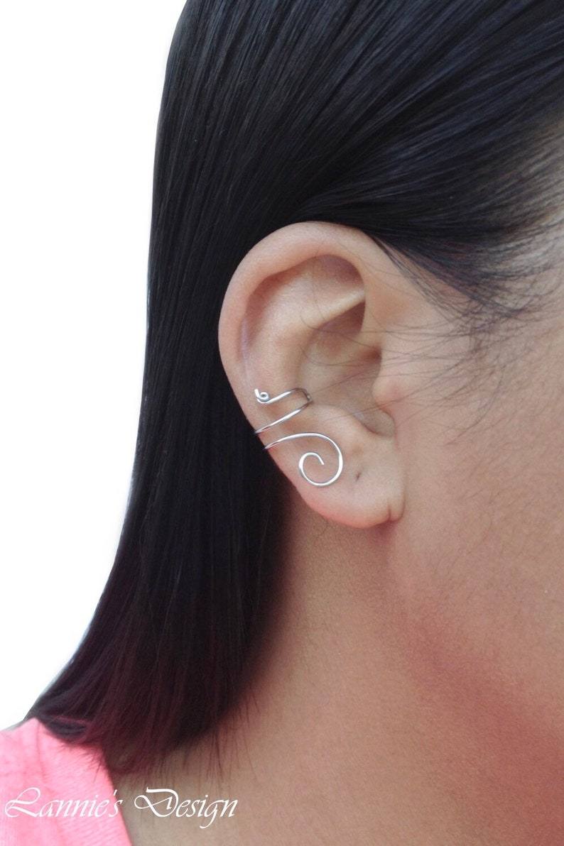Ear Cuff Sterling Silver Cartilage Earrings NonPierced Conch Etsy