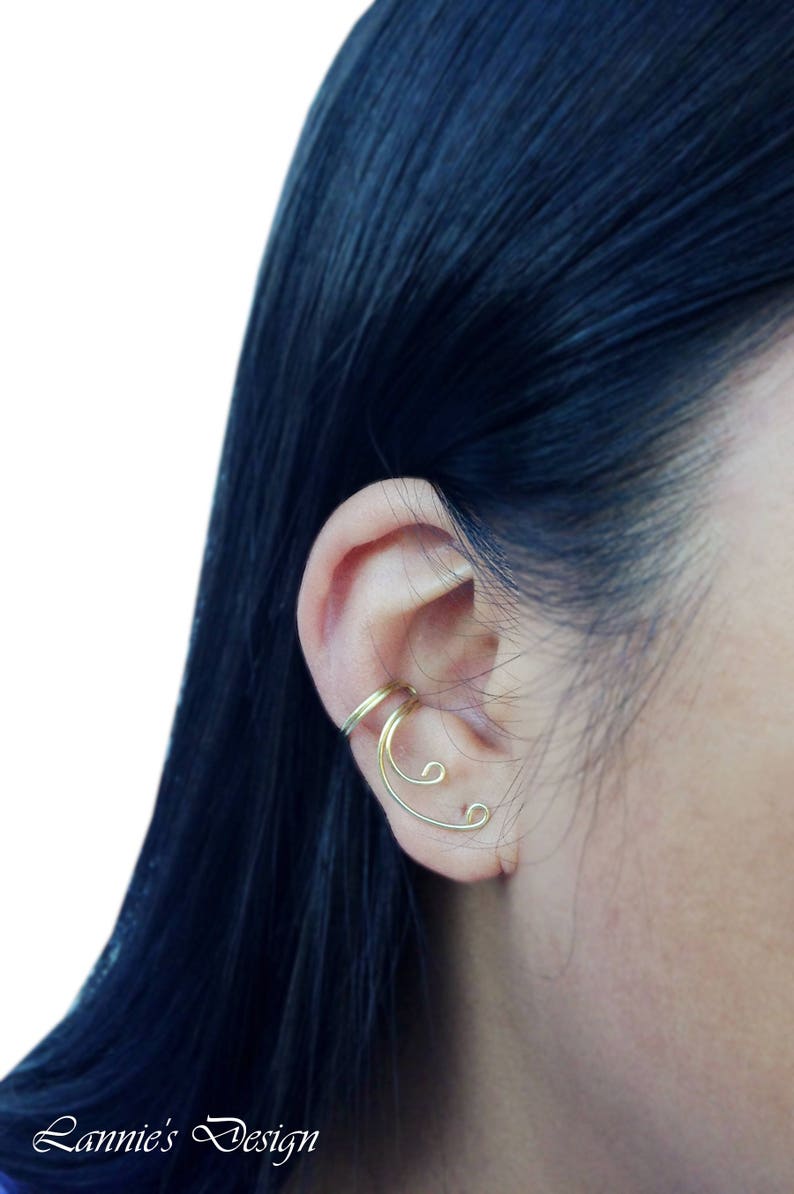 Ear Cuff No Piercing Gold Brass Curve Simple Cartilage Etsy