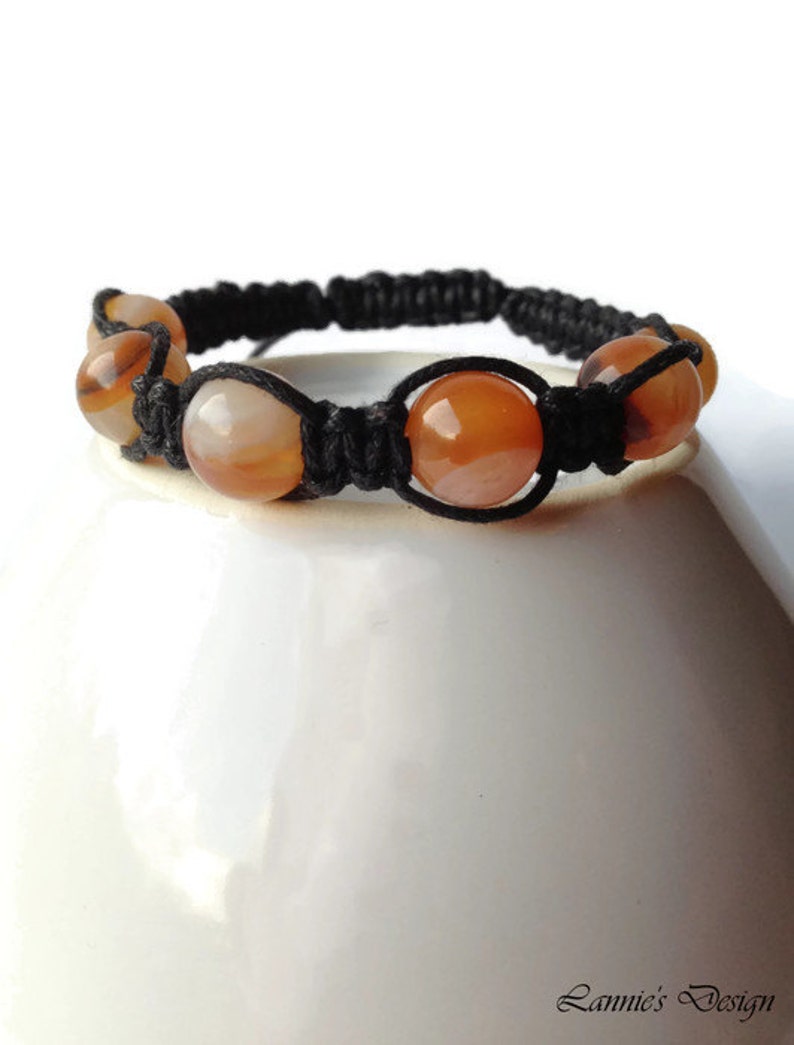 Orange Bracelet with Carnelian Gemstone Beads Unisex Fall | Etsy