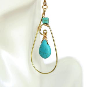 Turquoise Teardrop Dangling Earrings Wire Wrapped Boho Chic Etsy