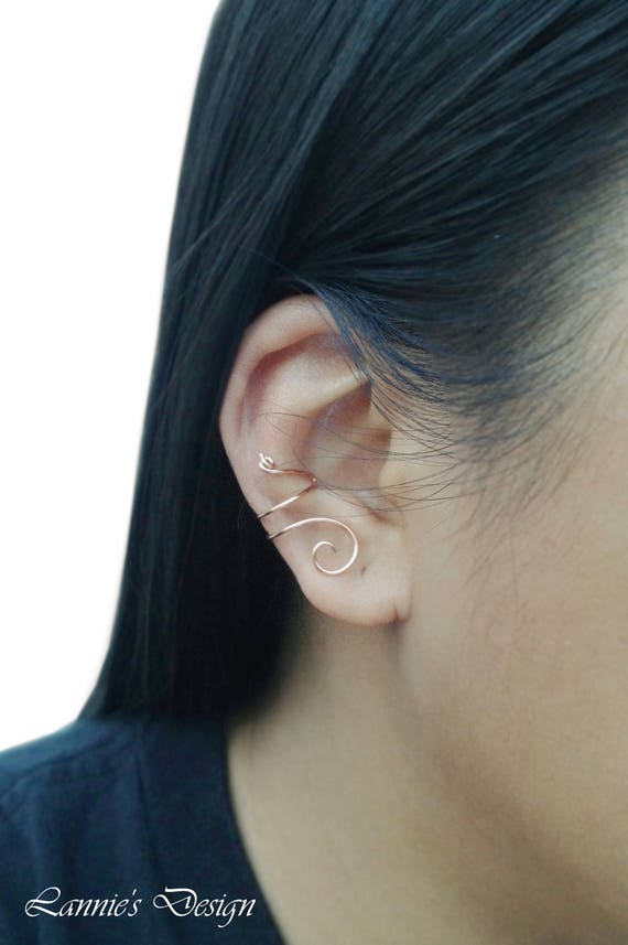 Copper Ear Cuff Cartilage No Piercing Minimalist Earrings Etsy
