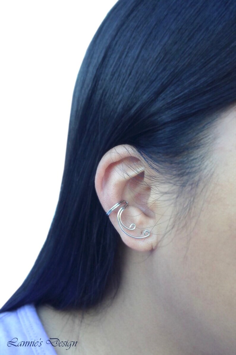 Ear Cuff No Piercing Silver Curve Simple Wire Cartilage Etsy