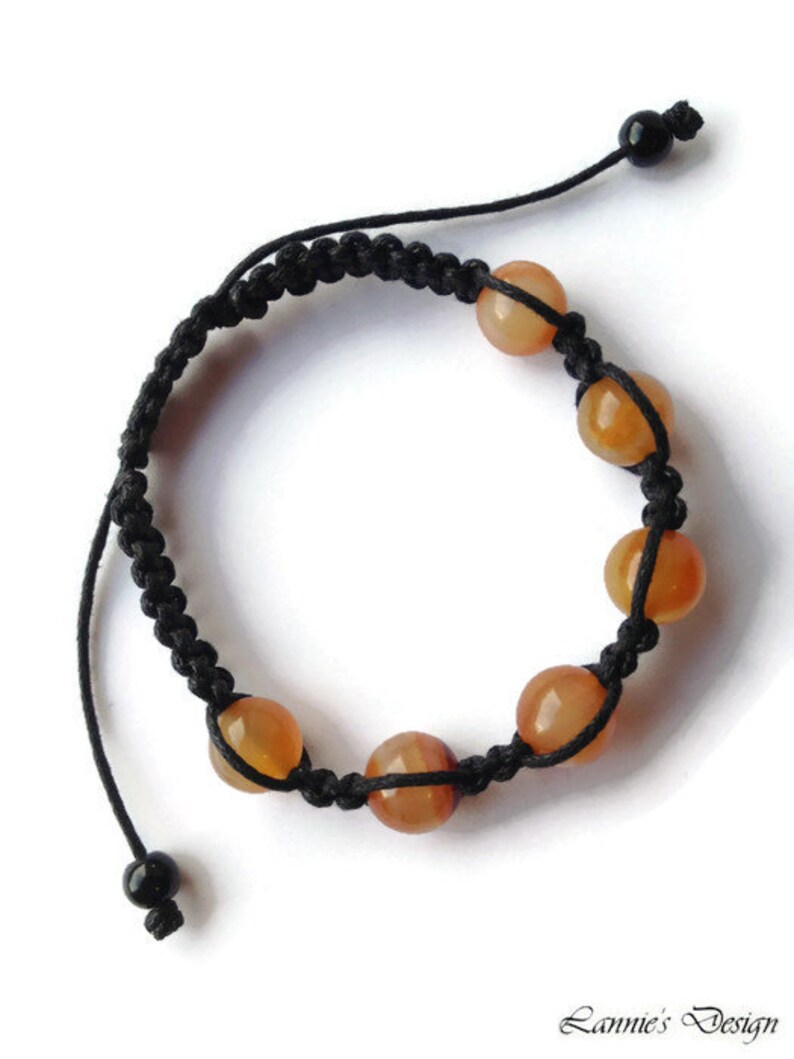 Orange Bracelet with Carnelian Gemstone Beads Unisex Fall | Etsy