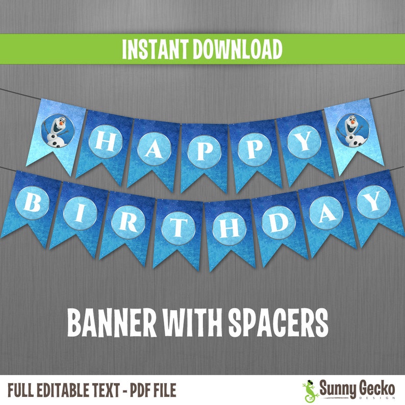 Disney Frozen Happy Birthday Banner With Spacers Instant Etsy