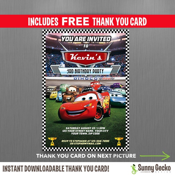 Disney Cars Lightning Mcqueen Birthday Invitation With Free Editable