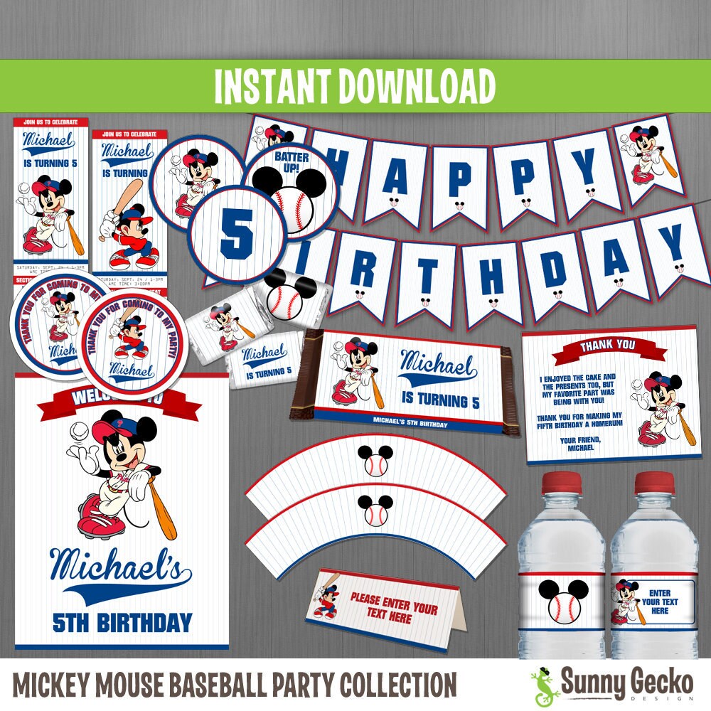 Mickey Mouse Birthday Invitations Baseball 7