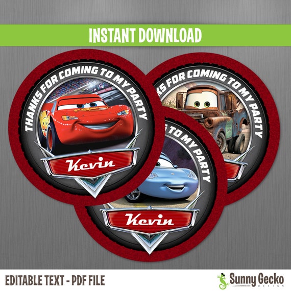 Disney Cars Birthday Favor Tags - Instant Download and Edit with Adobe Reader Il_570xn