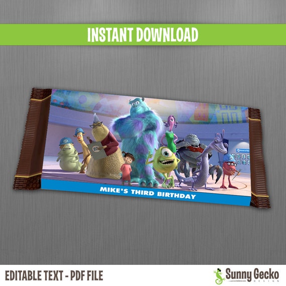 Disney Monsters Inc. Birthday Chocolate Wrappers - Instant Download and Edit with Adobe Reader Il_570xn