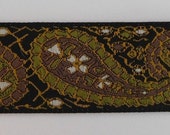 Woven Jacquard Ribbon Trim Olive putty mustard Black Paisley Jacquard Trim 15 16 quot