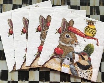 mixed media for decoupage Vintage cute kittens paper craft napkins general craft 4 individual kitten /& bird decoupage napkins scrapbook