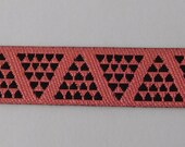 Narrow Designer Jacquard ribbon Trim Raspberry mini pyramids doll trim 10mm