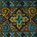 1-1/2" Woven metallic Jacquard Ribbon Trim Tape | Cross Pattern | Liturgy Cross | Medieval Renaissance trim | Cerulean blue~Mustard~Metallic