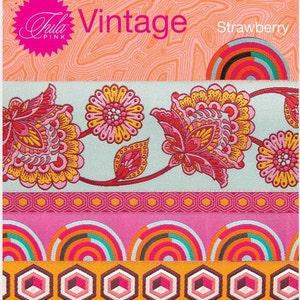 LIMITED Renaissance ribbons~Designer TULA PINK Jacquard trim pack ~ Vintage Strawberry~ 5 ribbons 1 yard ea. per pack