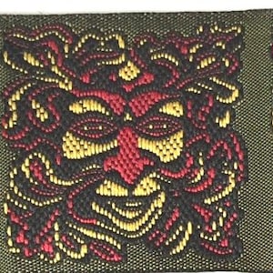 Jacquard Ribbon Trim Woven Jacquard Ribbon Renaissance Fair Costume Trim Jack in the green Olive/Red~1-1/4&quot;