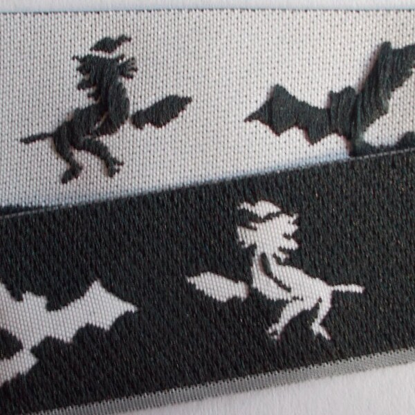 JacquardBand Borte Webband JacquardBand Halloween Borte Monde, Fledermäuse, & Hexen~19/8"