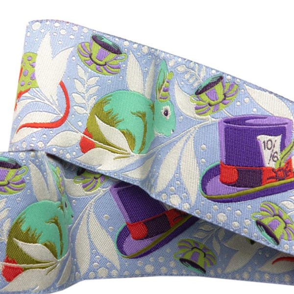 Jacquard ribbon trim ~ Madhatter PURPLE ~ Tula Pink Curiouser ~ Renaissance ribbons ~ 2"