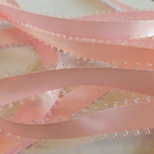 10 yards Vintage Feather edge Double faced satin Ribbon~light PINK~7/16&quot;~#1