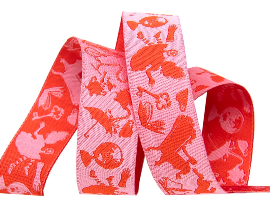 Jacquard Ribbon Trim ~ Down the Rabbit Hole PINK ~ Tula Pink Curiouser ...