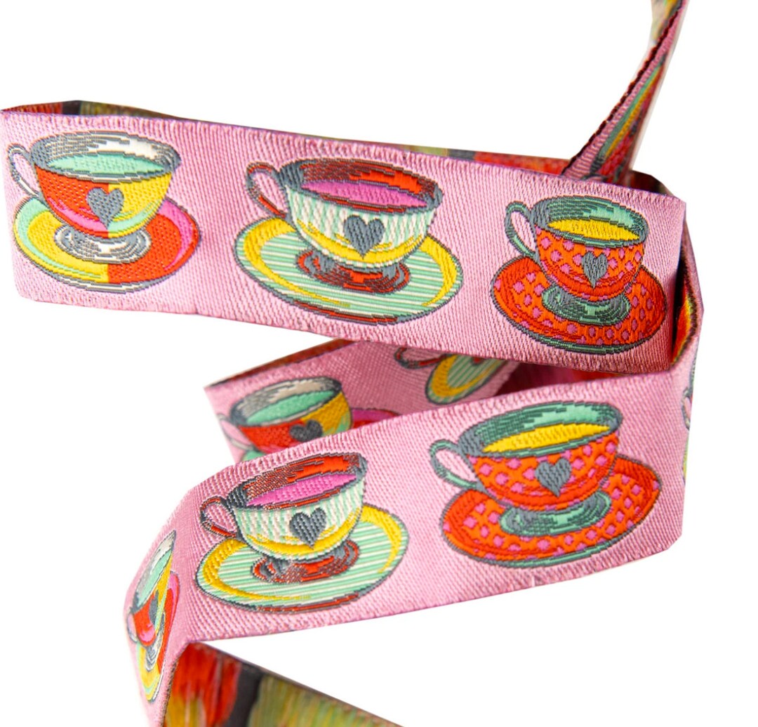 Jacquard Ribbon~big Tea Time Pink~7/8