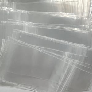 May include: A stack of clear plastic bags, likely for packaging small items.