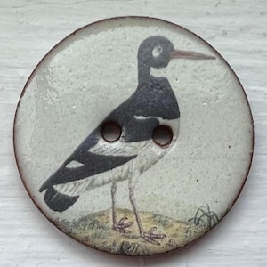 Beautiful round ceramic button w/lovely Bird~England~1-1/16&quot;