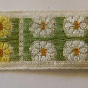 Ruban de finition ruban jacquard vintage~Jaune, blanc vert sauge~Poupée, garnitures bébé~3/4"