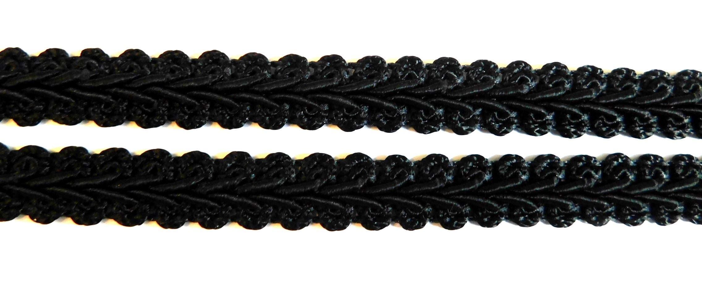 Vintage Gimp braid trim~Dress~pillow~fancy embellishment trims~black~1/2"