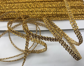 3/16" metallic Gimp braid trim~fancy embellishment trims~sparkly bright GOLD metallic