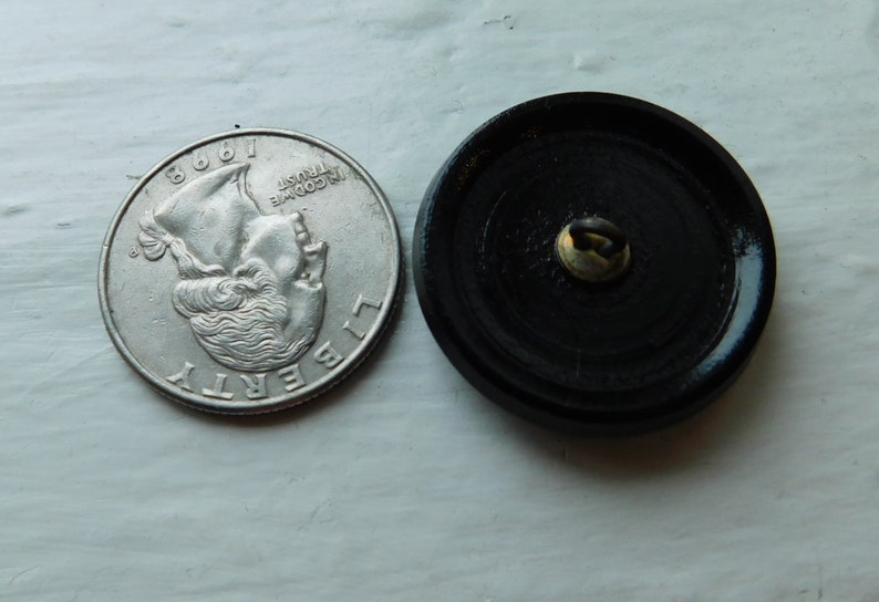 26mm Czech black glass button wsilver luster~hand-painted~CLOVER~1-116