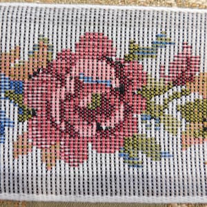 Jacquard Tapestry Ribbon Trim  Renaissance Fair Costume Trim~pink rose floral~2&quot;