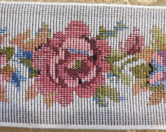 Jacquard Tapestry Ribbon Trim  Renaissance Fair Costume Trim~pink rose floral~2"