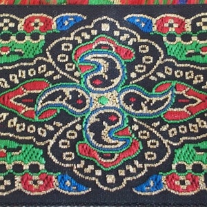 Jacquard Ribbon Trim Renaissance Fair Costume Trim~Green~Red~Blue~Black~Gold metallic~Kings Paisley~1-1/2&quot;
