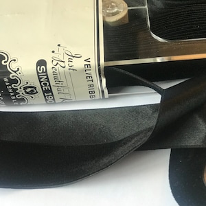 Luxurious Vintage Imported velvet ribbon Black 5/8&quot; wide Made in Switzerland