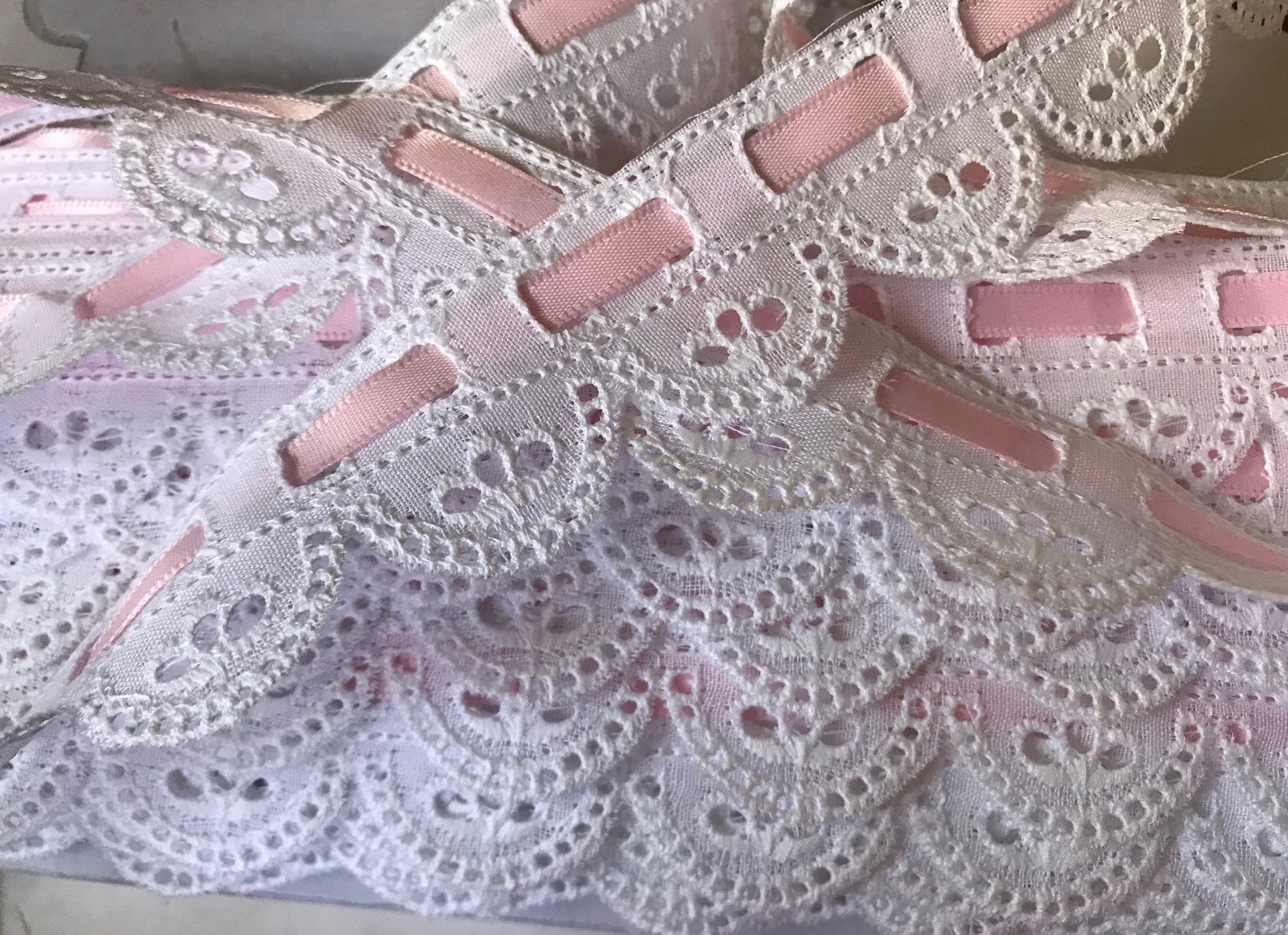 Cotton/Poly flat eyelet embroidery insertion Lace trimwhite Etsy