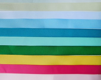 10 yard lot Grosgrain ribbon~9 colorways~choose colors~5/8"