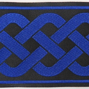 Jacquardband Jacquardborte Jacquardborte mit keltischem Knoten in Königsblau