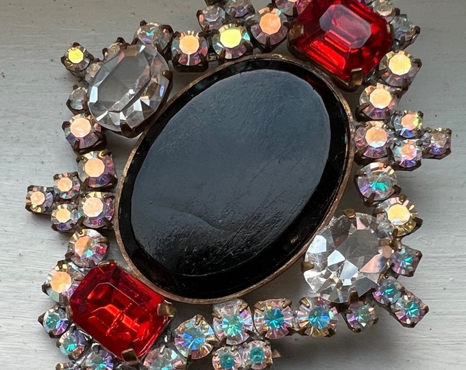 XXL Vintage Czech Rhinestone Button Decoration~glass & Crystal~red ...
