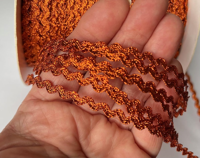 Metallic Ric Rac Trim Metallic Ric Rac Trim~fancy Embellishment Trims~sparkly Orange Copper ...