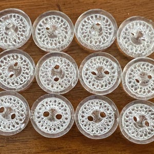 12 matching Tiny Vintage Czech clear depression glass buttons~bubble pattern~13mm