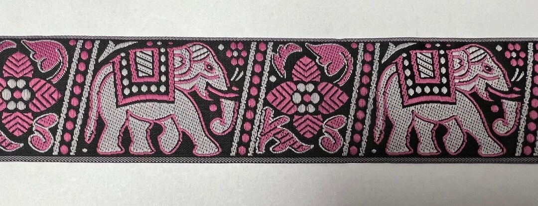 Pink Elephant Ribbon Elephant Jacquard Ribbon Trim - Pink & Black, 1.5 Inch - Etsy