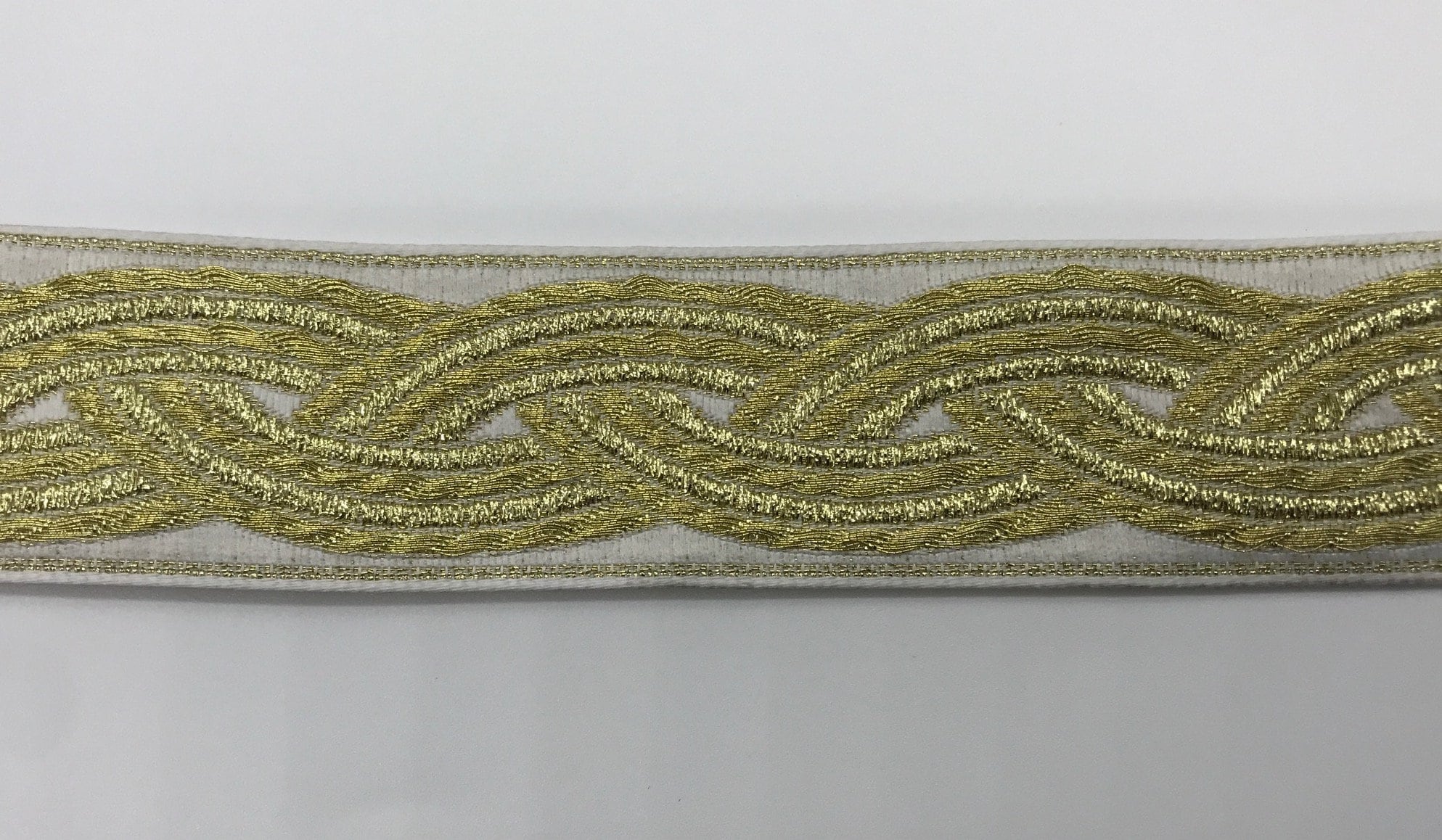 Celtic Rope Ribbon Celtic Knot Jacquard Ribbon - Gold Metallic Trim, 1-1/4