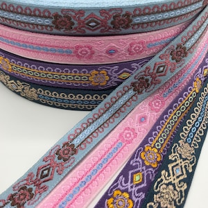 Jacquard Ribbon Trim ~ 4 colorways ~ regal design ~ Sewing ribbon trim ~ 5/8&quot;