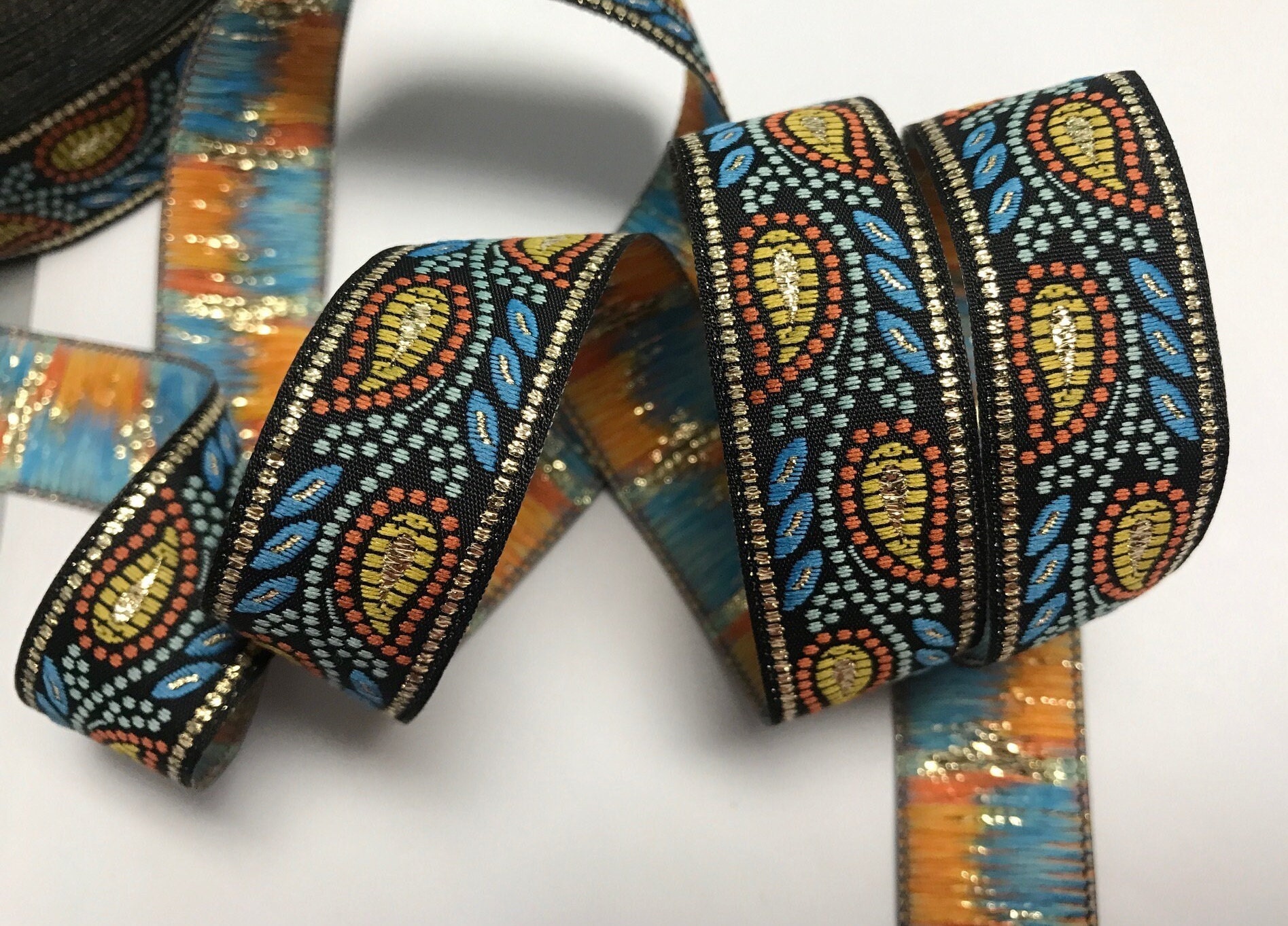 Gold Silk Jacquard 4 Ribbon - Etsy