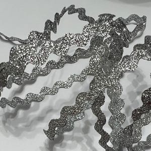 Silver metallic rick rack trim~fancy embellishment trims~sparkly SILVER metallic~Ric Rac~1/4&quot;