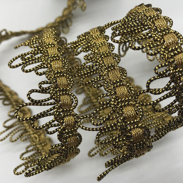 Metallic Gold and Black French Scroll Edging braid trim 1" costume trim French trims