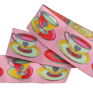 Jacquard ribbon trim ~ Tula Pink Big Tea Time Pink Curiouser ~ Renaissance ribbons ~ 1-1/2&quot;