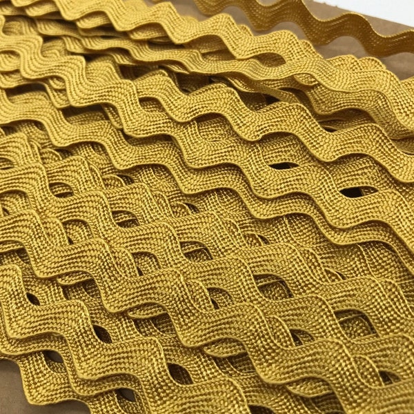 Vintage rayon ric rac trim~doll trim~craft trim~Aztec Golden Yellow~1/2"