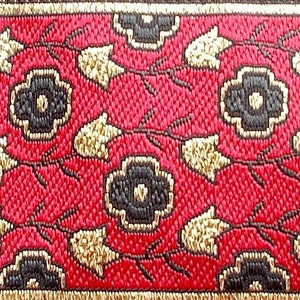 1-7/6&quot; Woven Jacquard Ribbon Trim Renaissance Fair Costume Trim~Red~Black~gold metallic