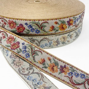 Wstążka żakardowa z bawełny w stylu vintage, tkana, żakardowa, ~2 kolory do wyboru, ~1-1/2&quot;