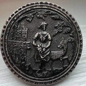 Antique Rare &quot;FLORA & THE HIND&quot; Ivoroid button~1880’s/1890s~1-5/16&quot;